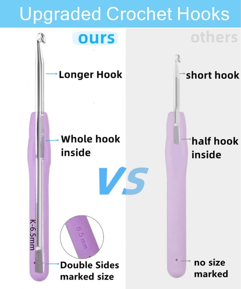 ZICALSO Crochet Hook Set 14 Sizes Crochet Hooks for Arthritic Hands Crochet Hooks Ergonomic Soft Grip with Case Crochet Needles(Size B-Size N) - Image 3